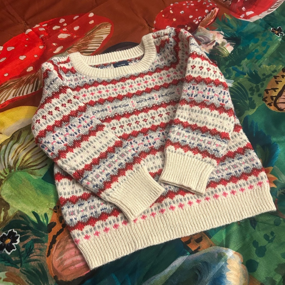 NWOT Gap Metallic Fair Isle Sweater Size 18-24M